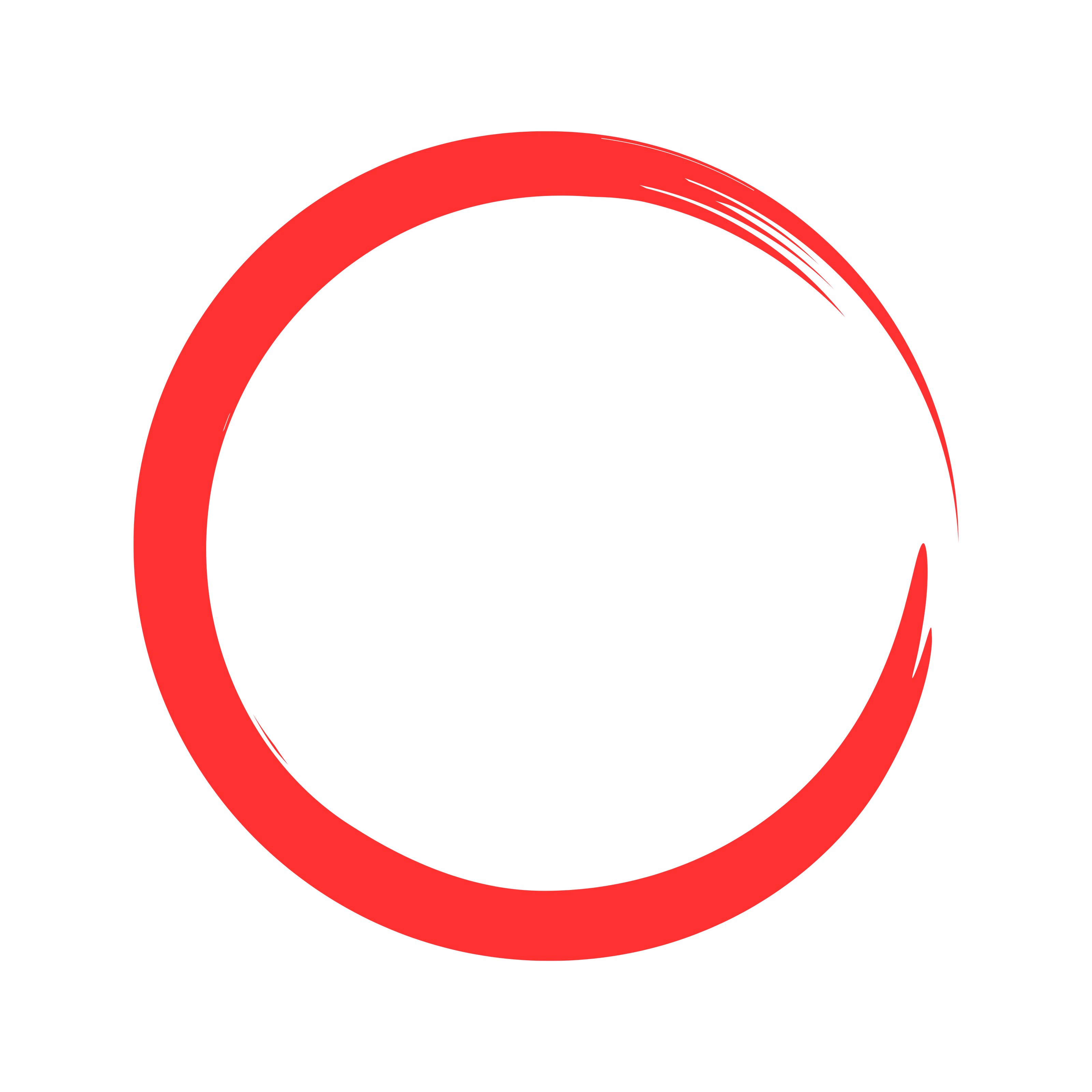A red circle drawn with a thick, artistic brush stroke.